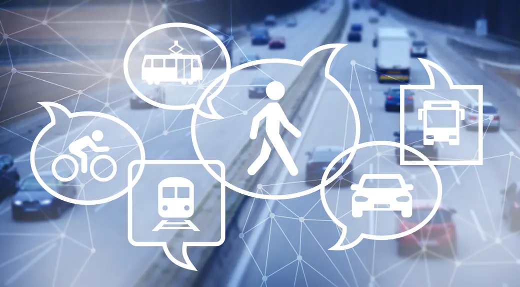Verschiedene Verkehrsmittel als Symbole